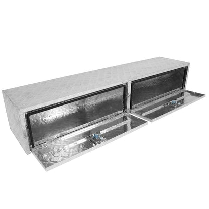 SCITOO 72" Aluminum Diamond Plate Truck Bed Tool Box,Heavy Duty Crossover Storage for Most Full Size Pickups,Lockable Weatherproof Chest,Fits 72"WX16"DX16"H Truck Beds,Easy Access to Load and Unload