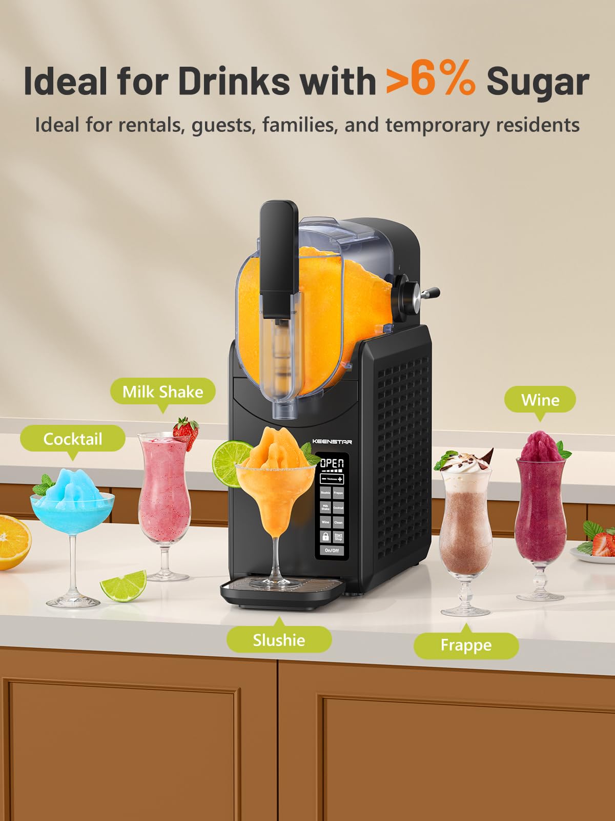KEENSTAR Slushie Machine, Slushy Machine for Home with 5 Preset Programs, No Ice Needed, Frozen Drink Maker with Self-Cleaning for Frozen Margaritas, Frappés, Milkshake & More