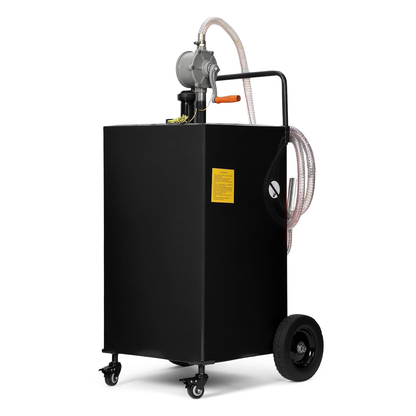 Portable Fuel Transfer Tank, 50 Gallon Heavy-Duty Fuel Caddy with Manual Pump & 4 Wheels, Spill-Proof Gas/Diesel Container for Secure Transport to Tractor, Boat, Truck, Black