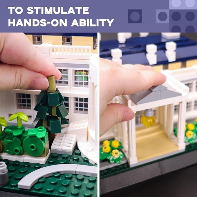 White House Architecture Building Blocks Set 894 Pieces Miniature Model Kit for Adults Washington DC Landmark Collection Intricate Home Office Desk Decor Creative Gift for Hobbyists