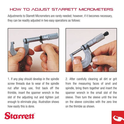 Starrett Outside Micrometer Set with Smooth Friction Thimble, Combination Ratchet and Speeder - American Pride Theme, 0-4" Set Range, .0001" Graduation - SAPT436.1XRLZ