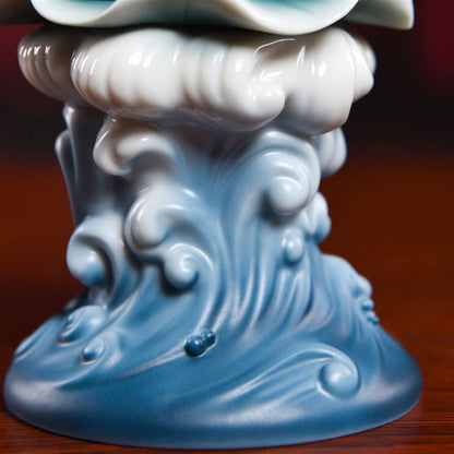 YUHUAWF Candle Holderss Ceramic Lotus Wave Candlestick Table Decoration Decorative Candlestick