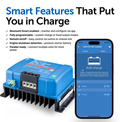 Victron Energy Orion-Tr Smart DC to DC Charger (Bluetooth) - 24/12-Volt 30 amp 360-Watt - Battery Charger for Dual Battery Systems - Isolated