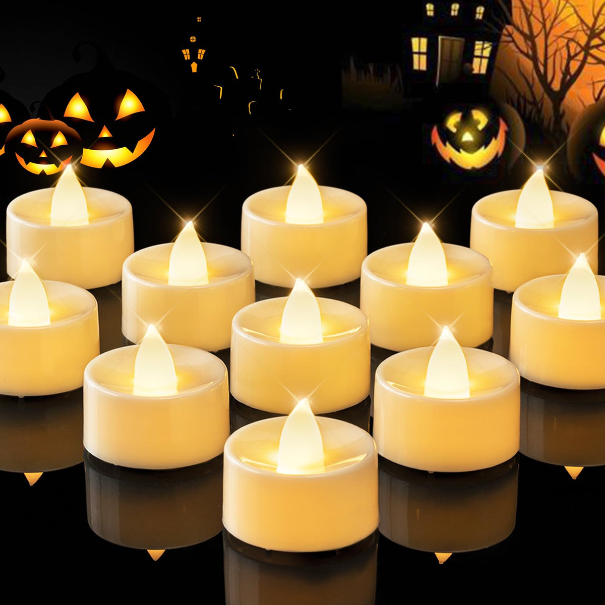 BEICHI Flameless Candles, 24Pack Battery Operated Candle, LED Tea Lights Candles Battery Operated, Flickering Fake Votives for Wedding Party Home Decor- Warm White, Ivory Base