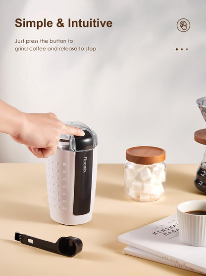 Coffee Grinder, Electric Coffee Grinder with 3.5Oz Large capacity, One-Touch Coffee and Spice Grinder with Stainless Blade, Cleaner Brush And Spoon for Home Use (Black)