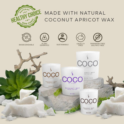 COCO by Stone 6.5oz Candle, Coconut Apricot Wax Candle for Home (Amber), Home Fragrance Product, 1-Wick Candle, Enhances Indoor Aroma, Vegan & Cruelty-Free, Clean Burning, Hand-Poured
