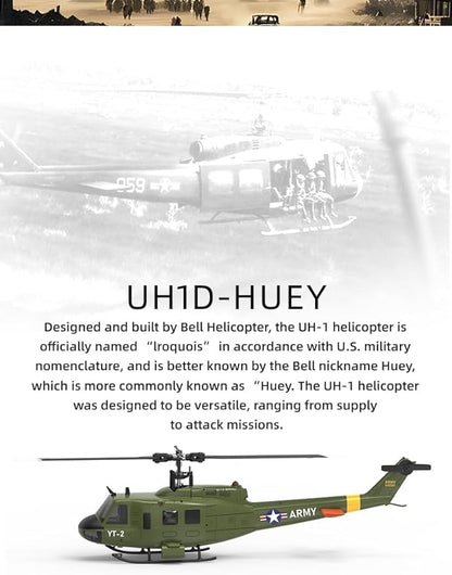 YU Xiang F07 Bell UH-1 Huey RC Helicopter for Adults 1/34 2.4G 6CH Brushless Direct-Drive 3D/6G Flybarless Advanced RTF RC Helicopter with Optical Flow Positioning - 1PCS Battery