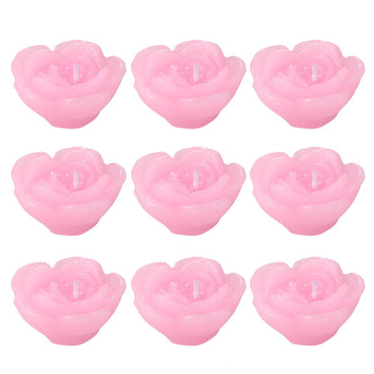 Decorative Candle Light- 12pcs Pink Rose- Shaped Candles Floating Flower Candle Home Decor for Wedding Party Bedroom
