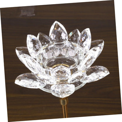 Mobestech Crystal Lotus Candle Holder Metal Candlestick Small Golden Wedding Decoration Romantic Dining Room Candle Stand