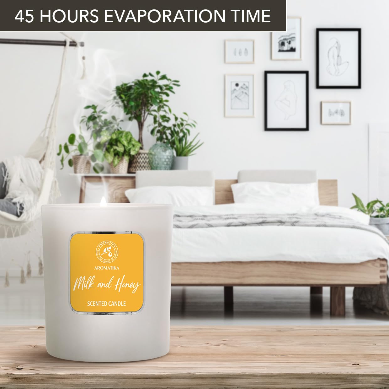 Milk & Honey Scented Candle – Aromatherapy Soy Wax, 200g – Up to 45 Hours Burn – Glass Jar for Home or Gift