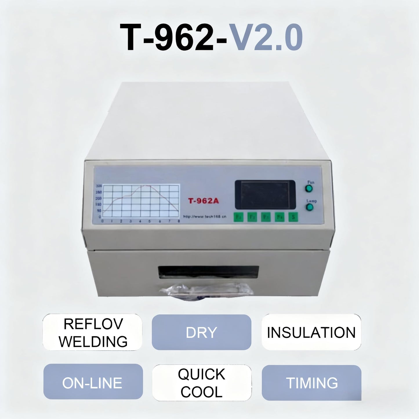 800W Reflow Oven,T-962 Reflow Soldering Station, PCB Board SMD SMT BGA Rework Station Tool With Hot Air Circulation Reflow Oven