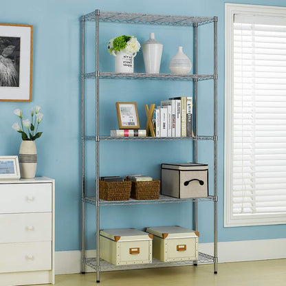 BestMassage 82"x45"x18" 6 Tire Wire Shelving Unit NSF Storage Shelves Large Heavy Duty Metal Shelf Organizer Height Adjustable Commercial Grade Steel Rack 2100 LBS Capacity with Wheels (Chrome)