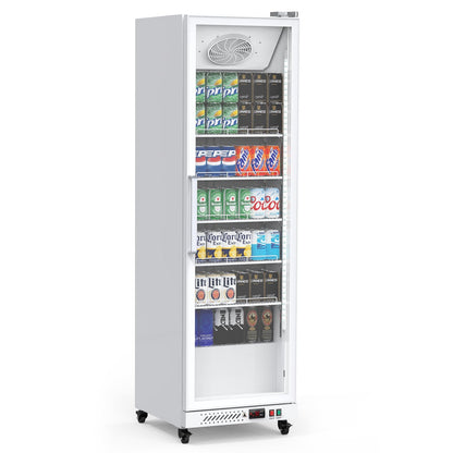 IDEALHOUSE Commercial Refrigerators, 12.4 Cu.Ft Beverage Cooler, Commercial Fridge with Glass Door Display, LED Light Adjustable Shelves Drink Cooler for Restaurant Grocery Store Home, White