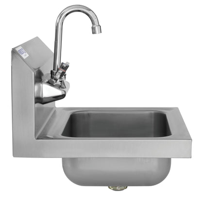 Kratos Commercial Hand Sink with Gooseneck Faucet | 14"W x 10"D x 5"H Stainless Steel Bowl | Wall Mounted Stainless Steel Handwashing Sink for Foodservice and Commercial Use | NSF Certified (28W-088)