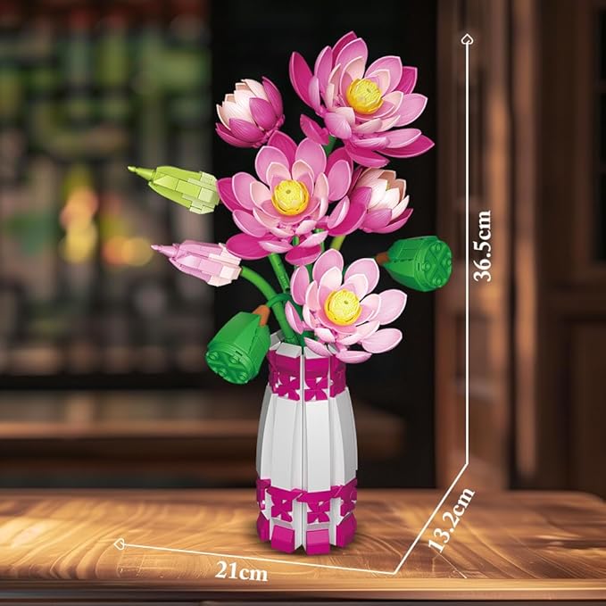 39092 Lotus Building Blocks Flower Set 710 Pieces of Floral and Plant Series Block Sets Adult Creative Enthusiast Model Gifts and Unique Collectibles Can be Used for Room Decoration