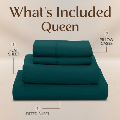 Utopia Bedding Queen Size Sheet Set - Soft, Breathable Microfiber | 4-Piece in Teal Green, Oeko-Tex Certified