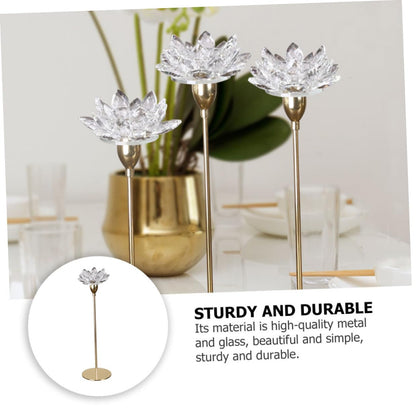 NIYANGLE Modern Simple Metal Crystal Lotus Candle Holder Small Gold Candlestick Decoration for Dining Room Wedding and Romantic Home Décor