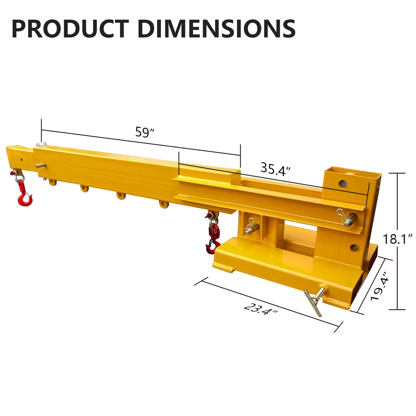 Adjustable Forklift Jib Boom Crane, 6000 LBS Forklift Mobile Crane Manual Telescopes,Flexible Adjustment Holes, Ideal for Warehouse, Factories, Construction