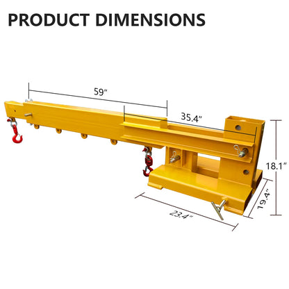 Forklift Crane Attachment, 6000LB Manual Telescopic Jib Boom with Adjustable Holes, Heavy Duty Steel Construction for Warehouse, Factory, Construction Lifting