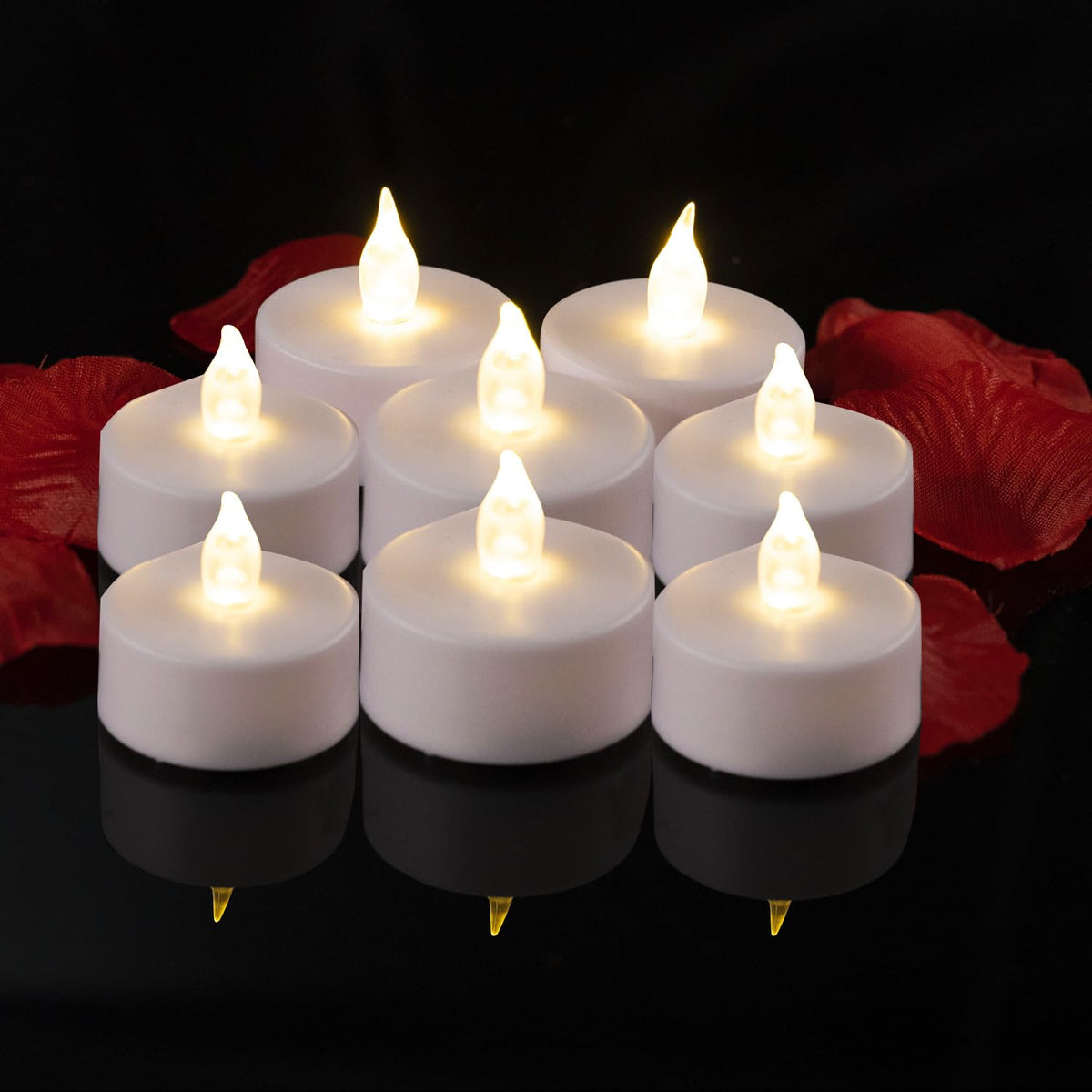 Roomsily LED Tea Lights with Remote Control: Battery Operated Bulk Realistic and Bright Flickering Long Lasting 400+Hours Flameless Candles for Home Decor Holiday Wedding Party (24Pack, WarmWhite)