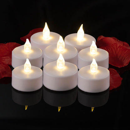 Roomsily LED Tea Lights with Remote Control: Battery Operated Bulk Realistic and Bright Flickering Long Lasting 400+Hours Flameless Candles for Home Decor Holiday Wedding Party (24Pack, WarmWhite)