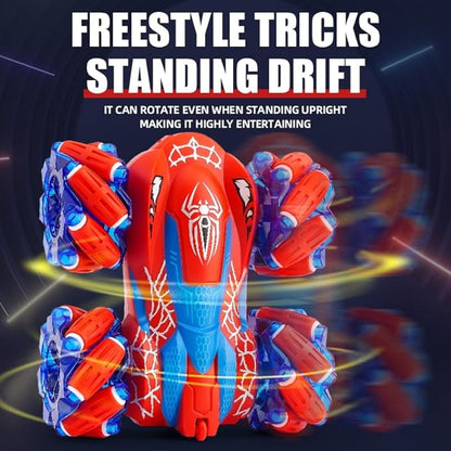 Spider RC Stunt Car for Kids 2.4GHz Double-Sided 360° Rotating 4WD Remote Control Car with LED Headlights Rechargeable Off-Road Spider Toy Gift for Boys Ages 4–6 5–7 8–13