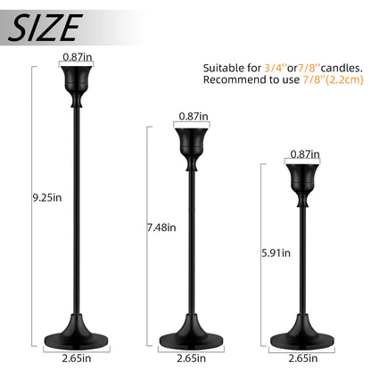 Vintage Black Candelabra Candle Holders for Fireplace & Dining