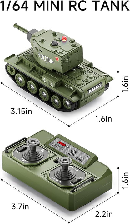 BRRRRT 1/64 RC Battle Tank SetRemote Control Military Vehicles with Infrared ShootRC Tank That Shoots with 330° Rotating Turret and Sound &amp Lighting for Kids Gift 8+