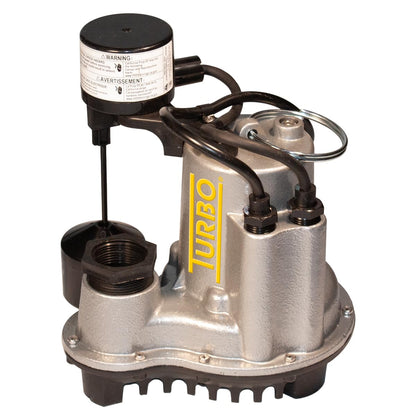 Turbo 1/2HP Cast Iron Submersible Sump Pump with Vertical Switch
