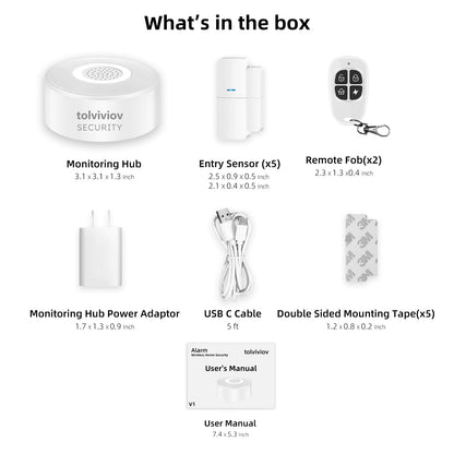 WiFi Door Alarm System, Wireless DIY Smart Home Security System, with Phone APP Alert, 8 Pieces-Kit (Alarm Siren, Door Window Sensor, Remote), Compatible with Alexa, for House, Apartment by tolviviov