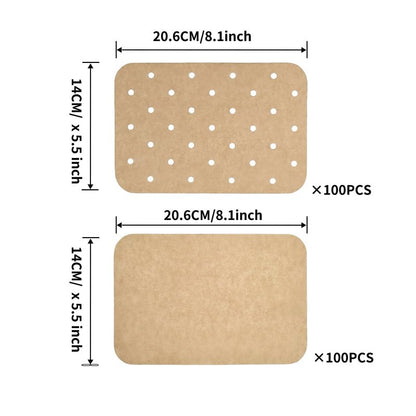 200 Sheets Air Fryer Liners Disposable Parchment Paper Compatible with Ninja Dual Foodi Air Fryer Toaster Ovens Rectangular Non-Stick Perforated Parchment Paper Double Basket for Air Fryer Accessories
