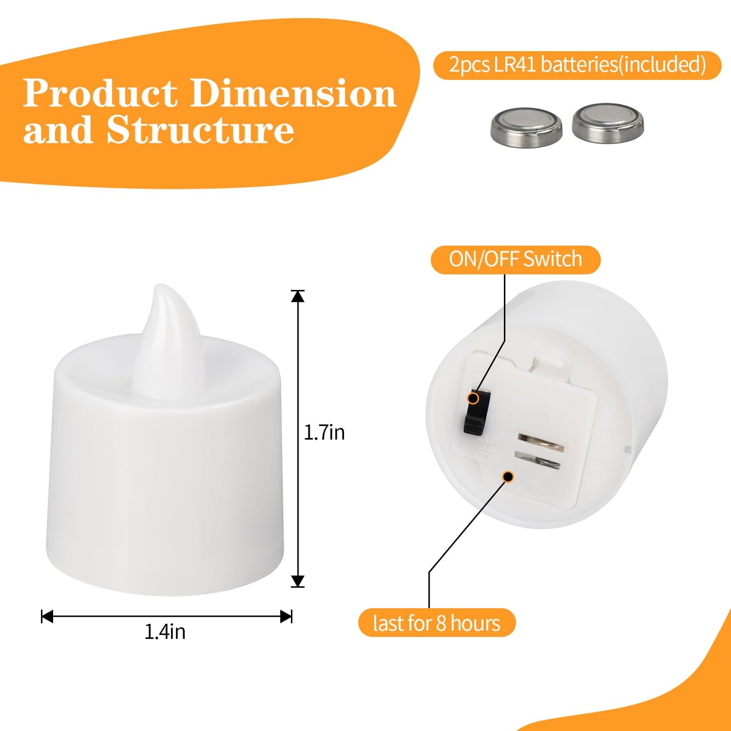 KOABY 50 Pack Flameless Votive Candles, Last 8H+, Warm White Light, No Timer No Flickering