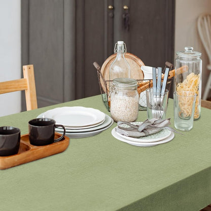 Linen Textured Rectangle Tablecloth, Waterproof & Stain Resistant Fabric Table Cloth, Wrinkle Free Linen Dining Decorative Farmhouse Table Cover for Dining/Buffet/Wedding, 52 x 70 Inch, Sage Green