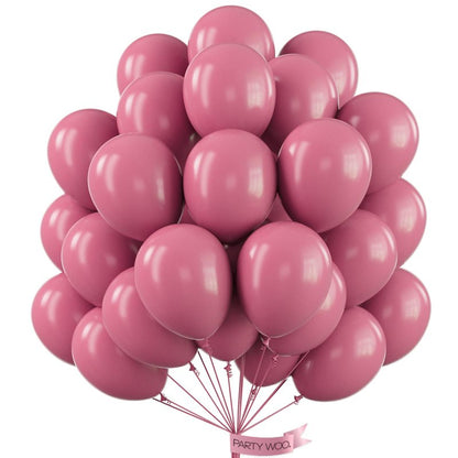 PartyWoo Mauve Balloons 50 pcs 12 Inch Dark Hot Boho Pink Balloons for Wedding Baby Shower Gender Reveal Valentine's Day Bridal Shower Graduation Birthday Party Decorations Pink-F02