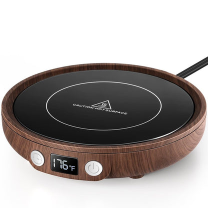 SWEETFULL Mug Warmer - Upgraded 36W Coffee Cup Warmer for Desk with 130℉-176℉ Digital Display, 2-12H Timer Auto Shut Off, Smart Electric Coffee Heating Plate, Ideal Gifts for Women Men - Wood