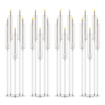 4 Pack Acrylic Candelabra Centerpieces, 5 Arm Clear Candlestick Holder with Acrylic Shade, 3 Height Adjustable Taper Candle Holder for LED Candles (Diameter ≤0.86”), Wedding Table Decoration 1 S