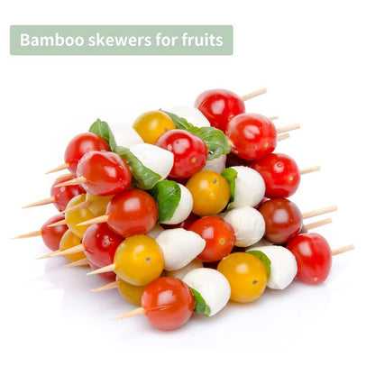 6" Bamboo Wood Skewers for BBQ, Kabob, Appetizer, Fruit, Sausage, Chocolate Fountain, Natural Wooden Barbecue Kebob Skewer Stick, Organic Food Sticks for Grilling, Kitchen (Φ=4mm Thick, 100PCS)