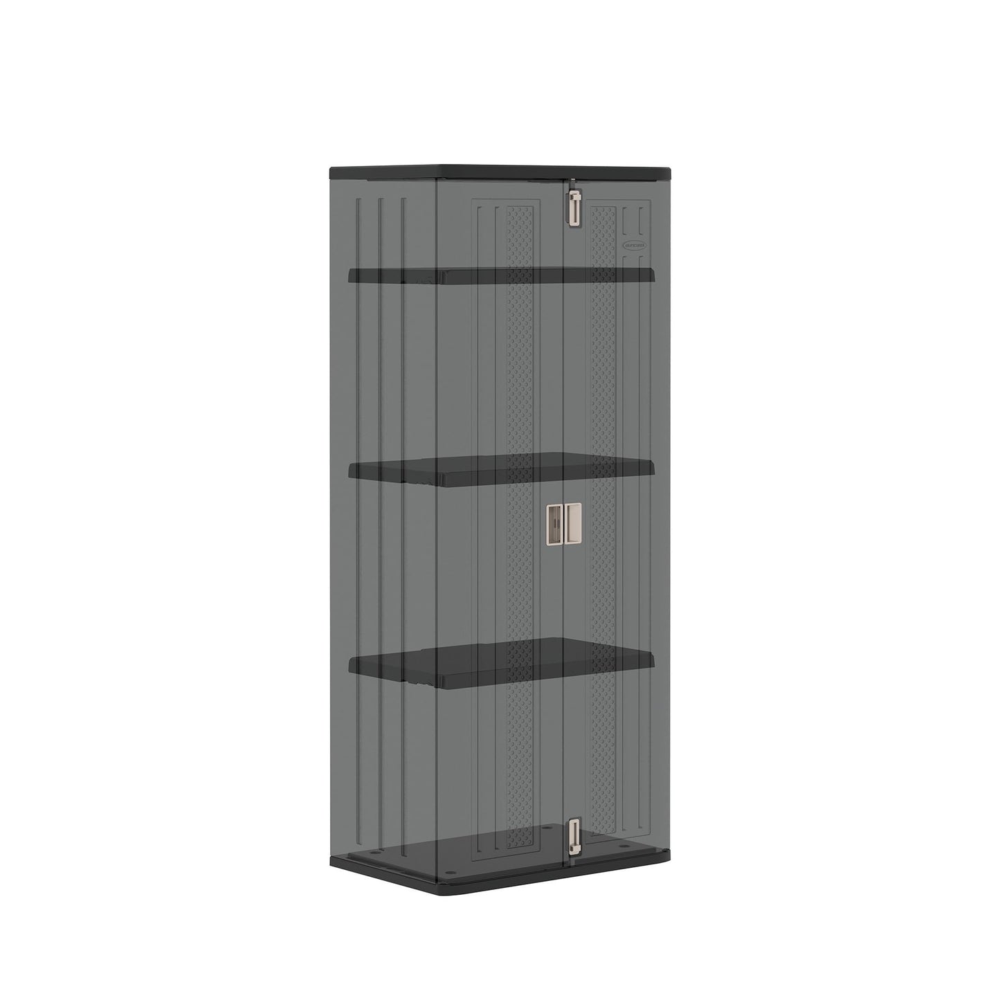 Suncast Tall Storage Cabinet for Garage Organization - 72" Freestanding Utility Closet with Shelving for Garden Supplies, Paint Cans & Outdoor Tools, Multi-Wall Resin Construction, Black