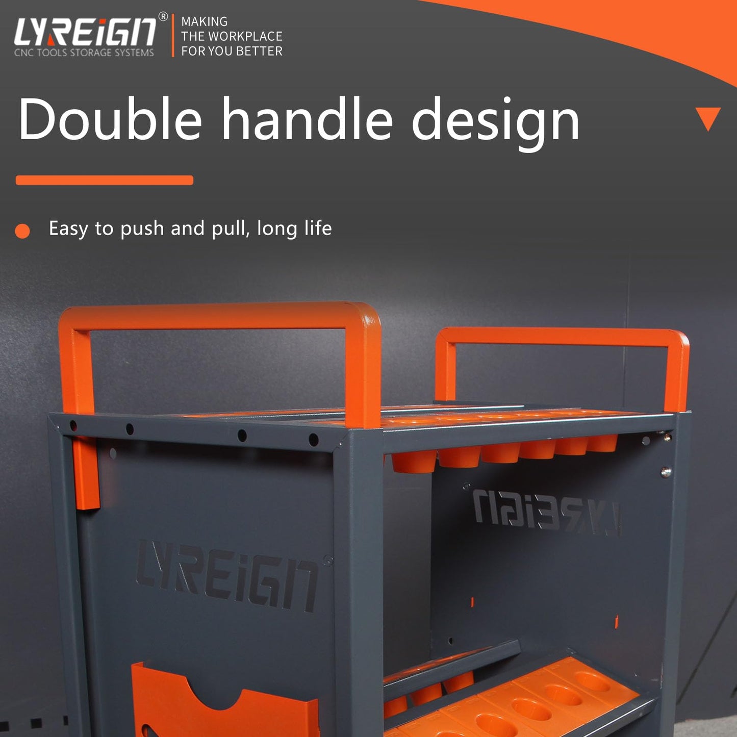 LYREIGN BT50 CNC Tool Holder Transfer Cart, Multi-Function Workshop Trolley with Wheels, Tool Holder Station for Storehouse, Factory, Garage
