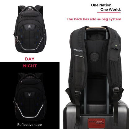 Swissdigital Design TSA Business Laptop Backpack For Men,Travel Backpack With USB Charging Port,College Tech Backpacks With RFID Pockets Presents For Men Fits 15.6 Inch Computer | TERABYTE