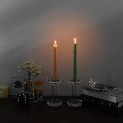 kitCom Crystal Candle Holders Set of 2, 6.1 Inch Tall Crystal Candlestick Holders for Taper, Long Candles - Home Decoration, Wedding, Housewarming and Graduation Gifts
