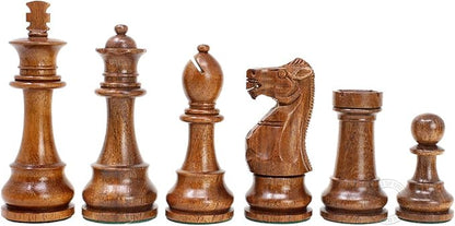 House of Chess - Tournament Chess Set Pieces - Unique Staunton Golden Acacia Wood/Boxwood - King Height: 3.75 (95 mm) - 2 Extra Queens - Weighted
