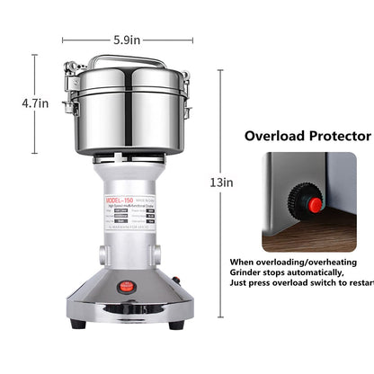 Grain Mill 150g High Speed Food Electric Stainless Steel Grinder Mill Seeds Flour Nut Pill Wheat Corn Herbs Spices & Seasonings Grinder Dry Grain Powder Machine