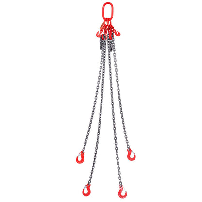 VEVOR Chain Sling, 5/16 Inch X 5 Ft Lifting Chains with Hooks, G80 Engine Chain Hoist Lifts, 11000LBS Lifting Sling Chains for Engine Hoist, Engine Lift Chain 5T with 4 Leg Grab Hooks and Adjusters