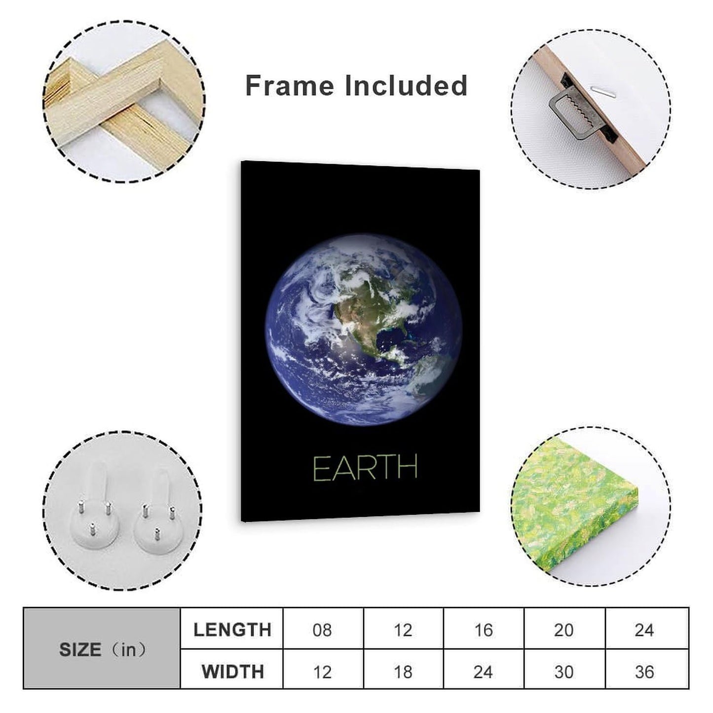 XIAOLOUTINYU Solar System Canvas Wall Art - Earth Planet Space Poster for Kids Room Bedroom Classroom, STEM Educational Astronomy Decor, Science Gift for Boys Girls Teens, 16x24 Inch Unframed