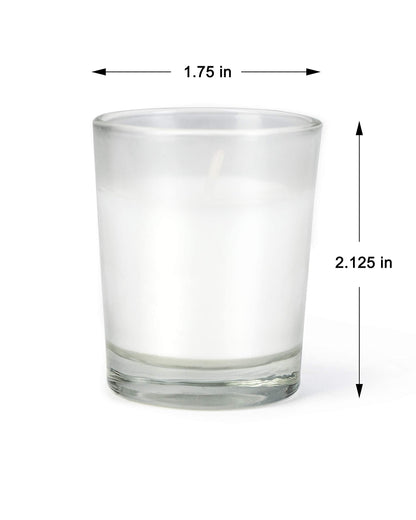Serene Spaces Living 100-Pack White Unscented Votive Candles in Glass Holders, 10 Hour Burn Time, Bulk Set for Weddings, Events, Parties, Spa, Emergency & Home Decor, 2" Tall x 1.75" Diameter