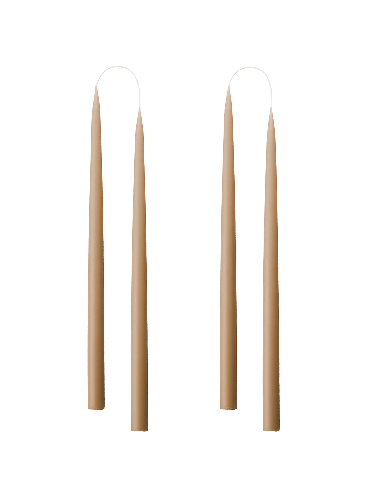 Kunstindustrien® Taper Candles – Set of 4, 13.8" – Made in Denmark, Long Burning Candles 15h, Unscented & Smokeless Candlesticks – Elegant Tall Candles for Weddings, Dinners & Home Decor (Nougat)