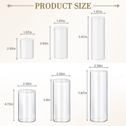 72 PCS Ivory White Pillar Candles with Glass Candle Holders Clear Hurricane Candle Holders Glass Cylinder Vases for Centerpieces Wedding Party, Event, Home Office (36 Candles+36 Candle Hoders)