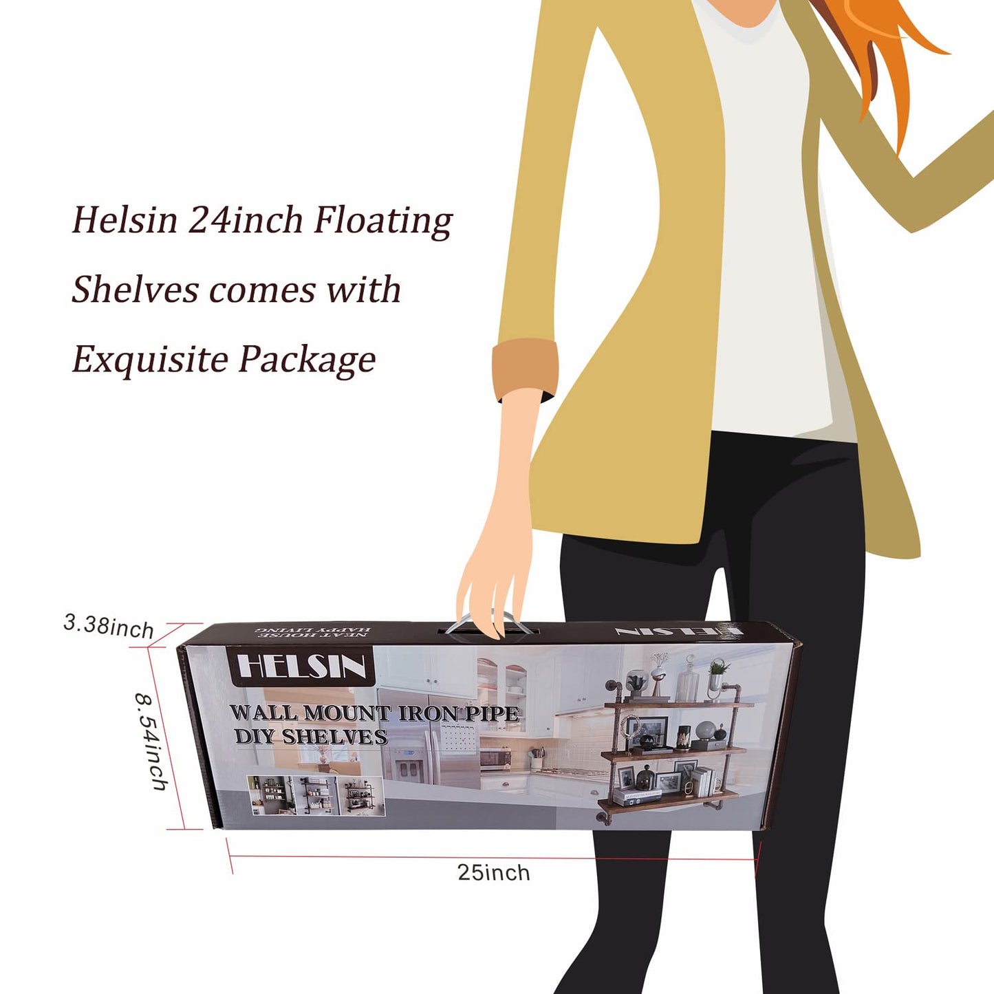 Helsin 24inch Industrial Pipe Shelving and 32inch Industrial Pipe Shelves Product Bundle