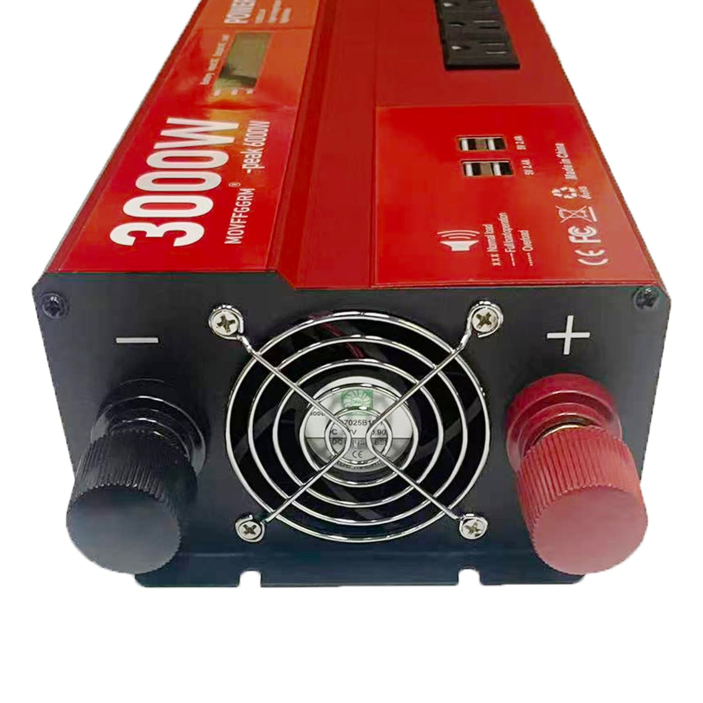 MOVFFGGRM 3000W 12V Power Inverter,Peak 6000W, Car/Truck/RV DC 12V to 110V 4AC Converter, 6X 2.4A USB Ports,with 18W Type-C Quick Charge Port,LCD Digital Display